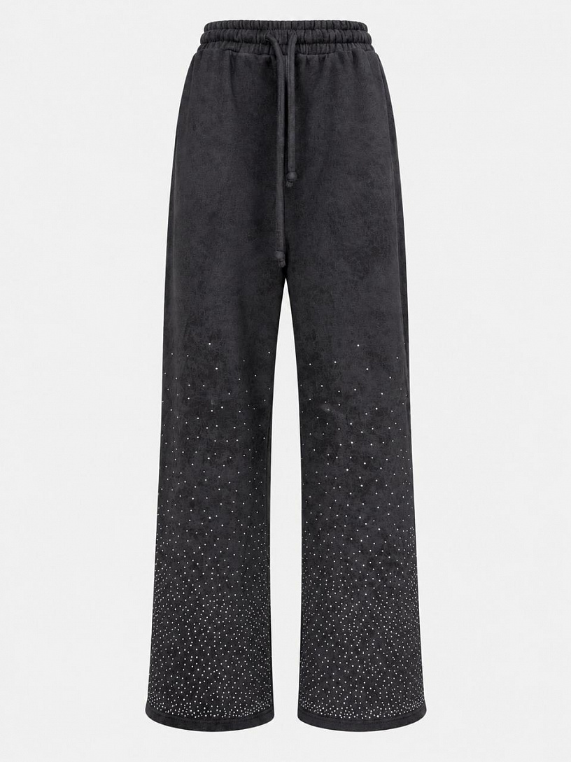 Брюки со стразами "Осколки"_Б4/черный